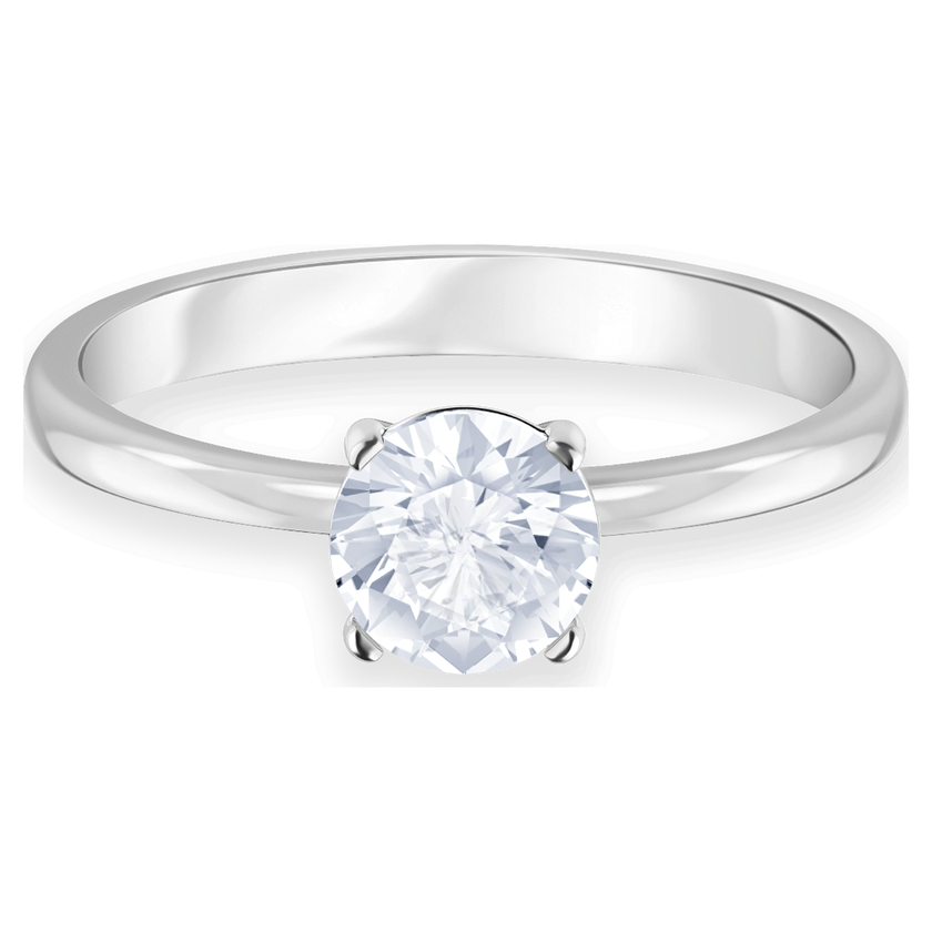 swarovski خاتم attract دائري، لون أبيض، طلاء روديوم