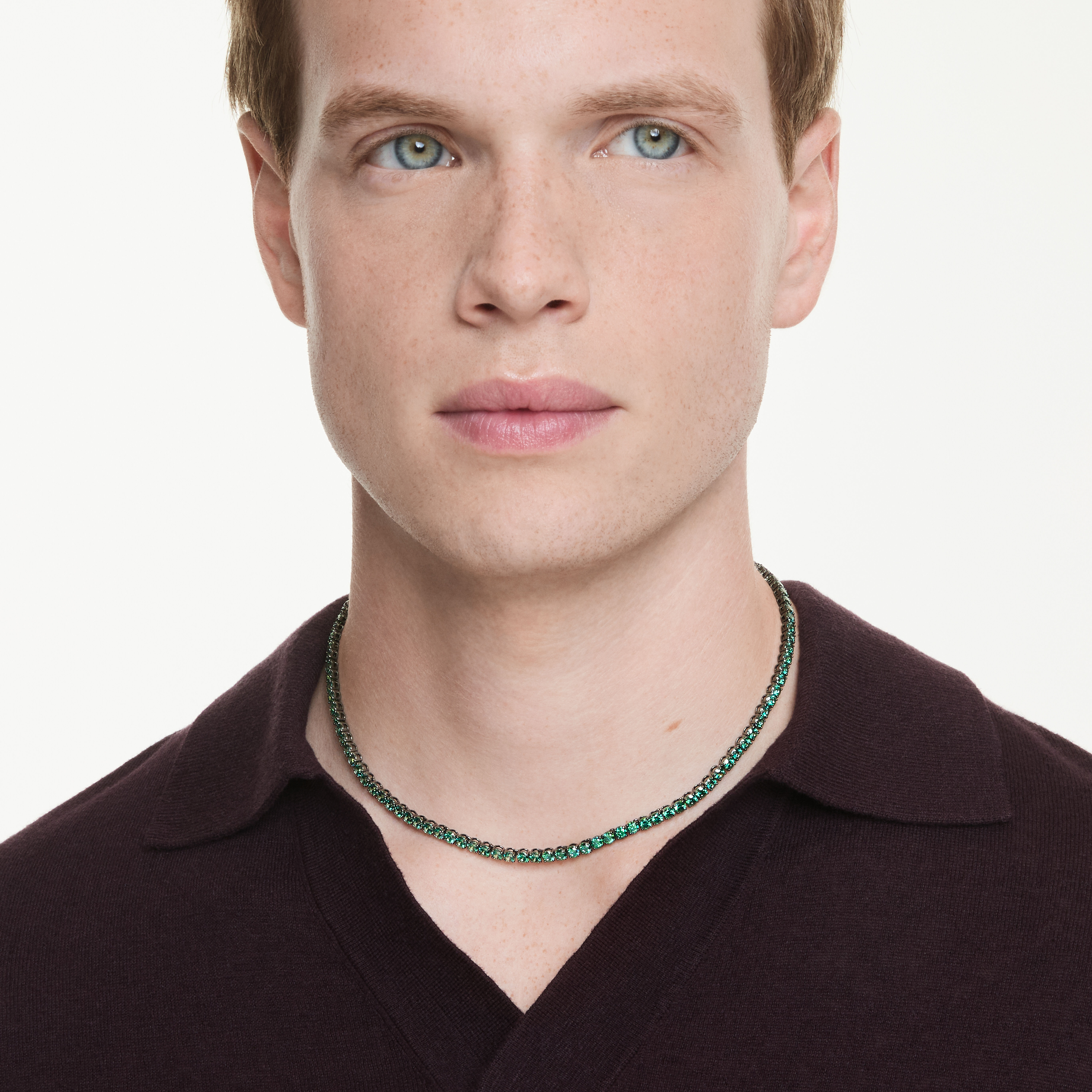 swarovski عقد matrix tennis، قطع مستدير، لون أخضر، طلاء روثينيوم