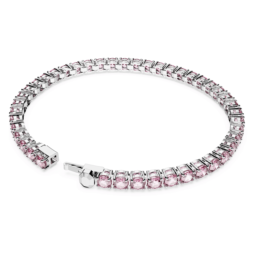 swarovski سوار matrix tennis، قطع مُستدير، لون وردي، طلاء روديوم