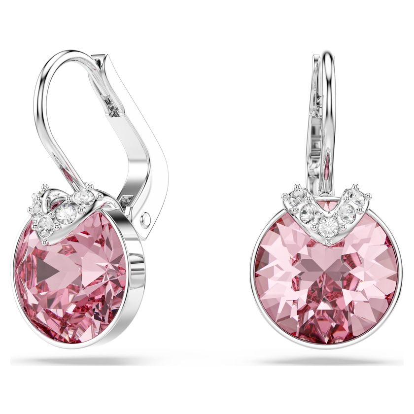 swarovski أقراط bella v متدلية، قطع مستدير، لون وردي، طلاء روديوم