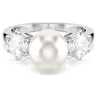 swarovski خاتم matrix، لؤلؤة كريستال، قطع مستدير، لون أبيض، طلاء روديوم