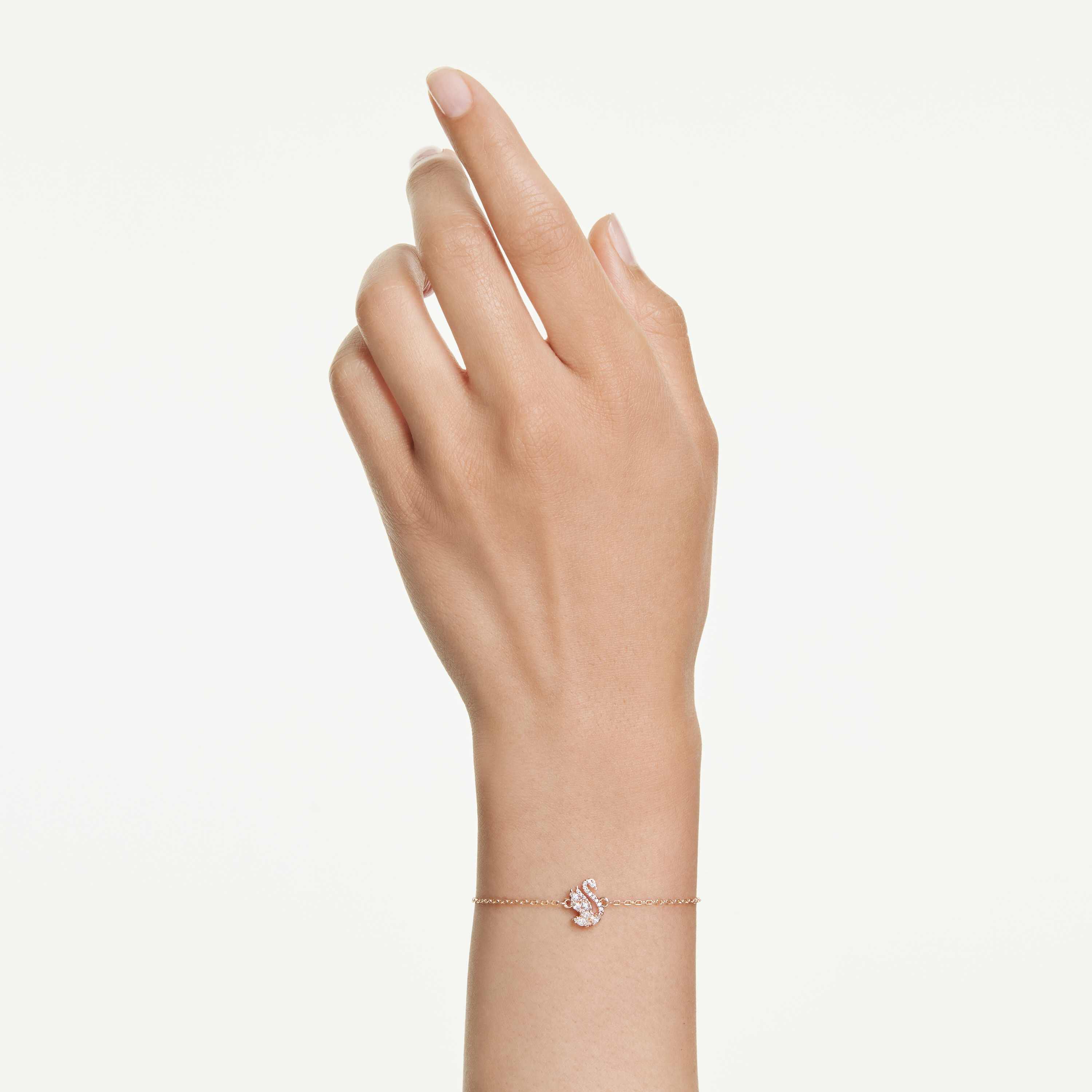 swarovski swan bracelet  mixed cuts  swan  white  rose gold tone plated
