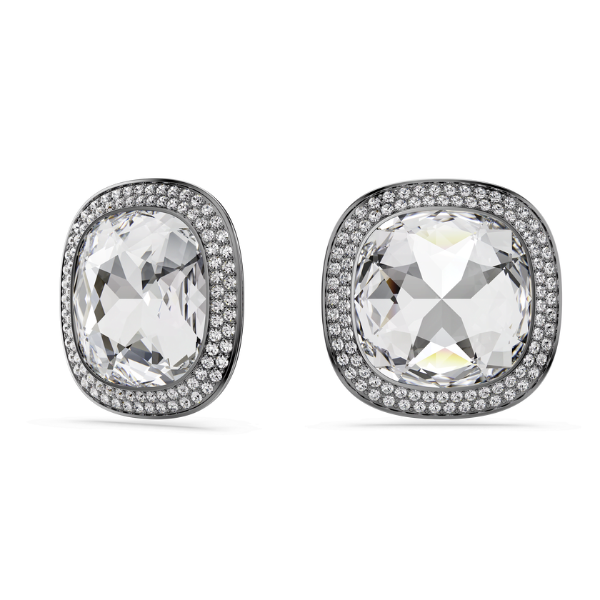 swarovski أقراط بمشبك una angelic، قطع كوشن، لون أبيض، طلاء روتينيوم