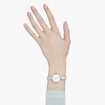 swarovski ساعة يد illumina، صناعة سويسرية، سوار معدني، لون فضي، ستانلس ستيل