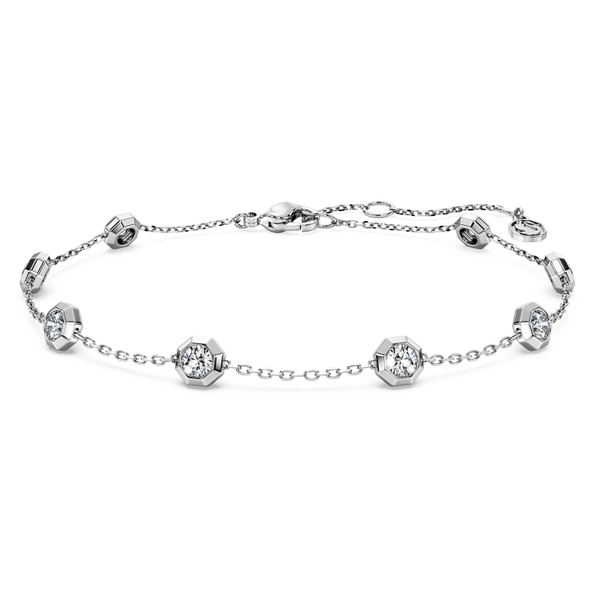 swarovski سوار octagon، ألماس مُصنع في المختبر إجمالي 0 8 قيراط، شكل دائري، فضة استرليني