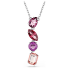 swarovski gema pendant  mixed cuts  pink  rhodium plated