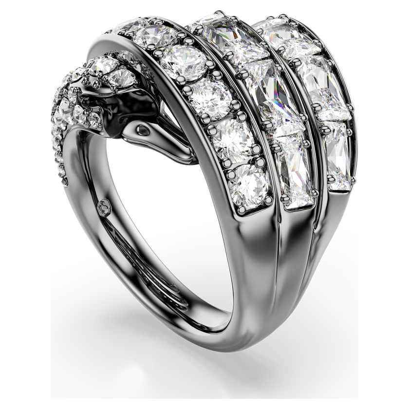 swarovski خاتم the vienna collection، شكل بجعة، لون أبيض، طلاء روثينيوم