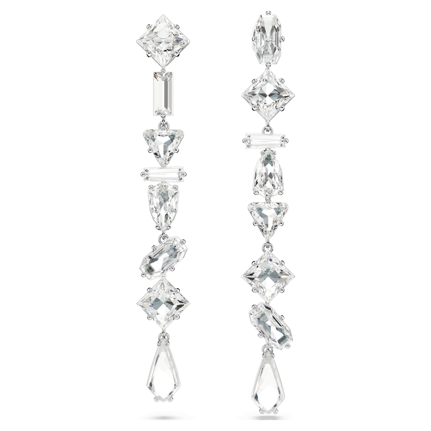 swarovski أقراط متدلية mesmera، قطع متنوع، طويلة، لون أبيض، طلاء روديوم