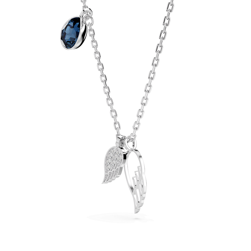 swarovski symbolica necklace  wing  blue  rhodium plated