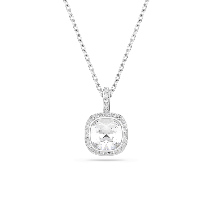 swarovski طقم una angelic، قطع كوشن، لون أبيض، طلاء روديوم