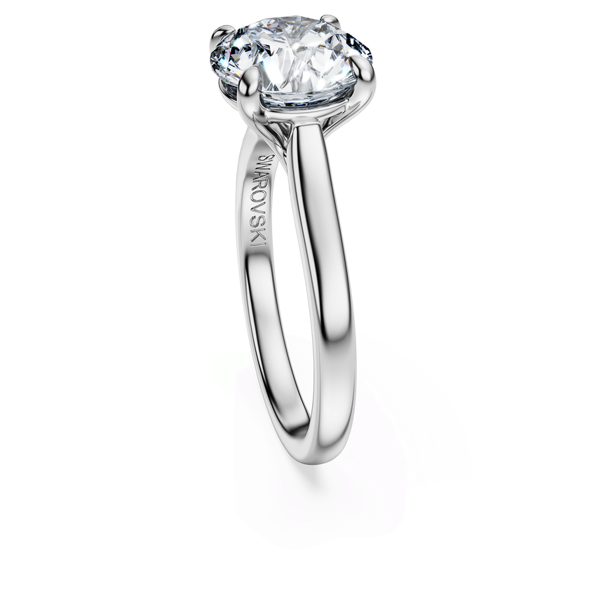 swarovski خاتم سوليتير eternity، أحجار ألماس مُصنعة في المختبر بإجمالي 3 قيراط، قطع دائري، ذهب أبيض عيار 18