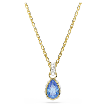 swarovski قلادة chroma، قطع على شكل كمثرى، لون أزرق، لمسة نهائية من الذهب عيار 18 قيراط