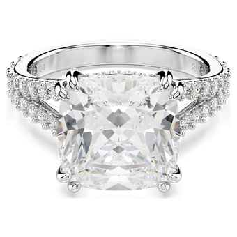 swarovski خاتم stilla، قطع مربع، لون أبيض، لمسة نهائية باللون الفضي