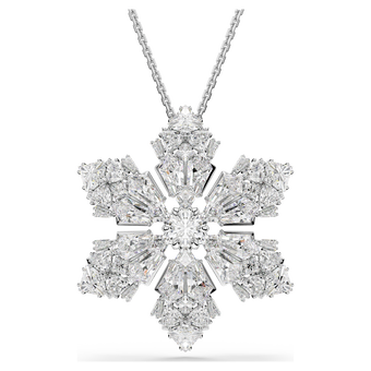 swarovski قلادة وبروش idyllia، قطع متنوع، ندفة ثلج، لون أبيض، طلاء روديوم
