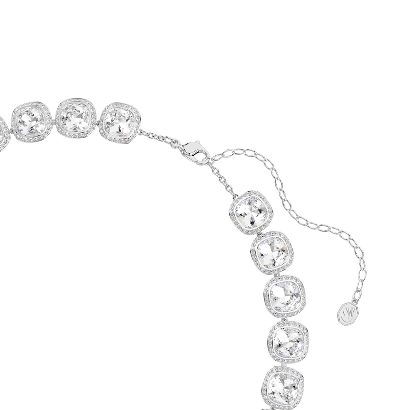 swarovski عقد una angelic، قطع كوشن، لون أبيض، طلاء روديوم
