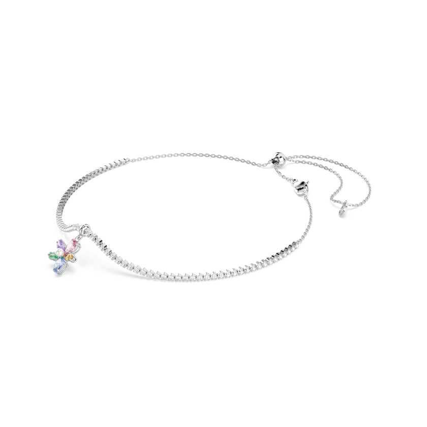 عقد شوكر ariana grande x swarovski، قطع متنوع، شكل زهرة، ألوان متعددة، طلاء روديوم