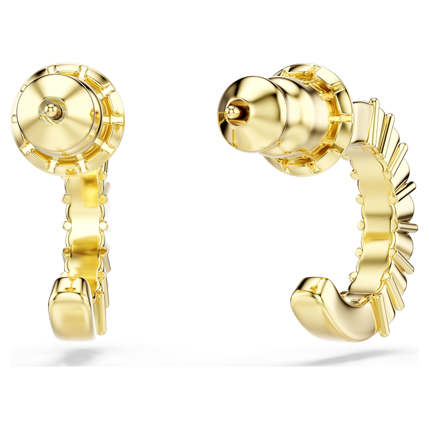 swarovski أقراط حلقية mini hoop، قطع مُستدير، لون أبيض، لمسة نهائية من الذهب عيار 18 قيراط