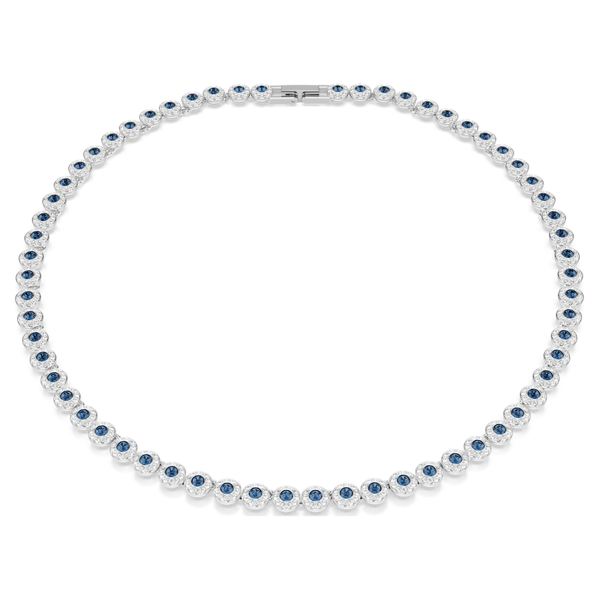 swarovski عقد تنس una angelic، قطع مستدير، لون أزرق، طلاء روديوم