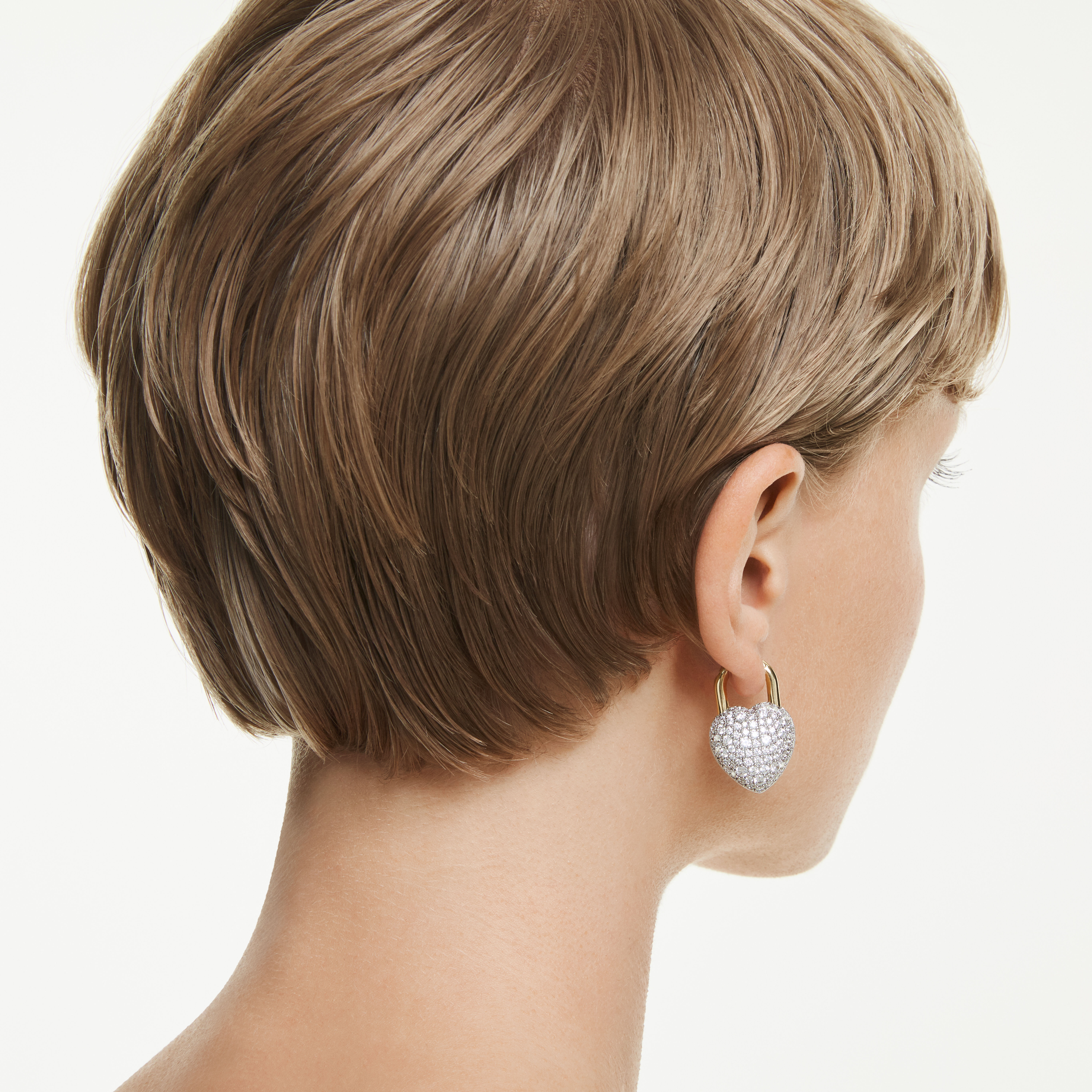 swarovski أقراط متدلية idyllia، قطع متنوع، شكل قلب، لون أبيض، طلاء باللون الذهبي