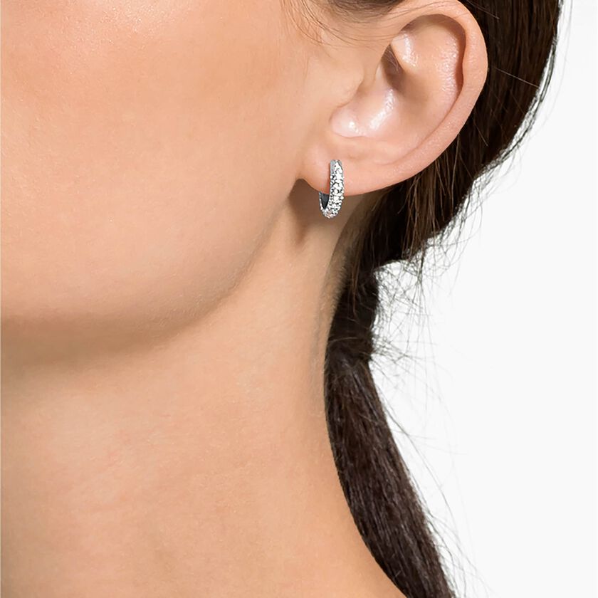 swarovski أقراط  stone  للأذن  المثقوبة،  صغيرة،  لون أبيض،  طلاء روديوم