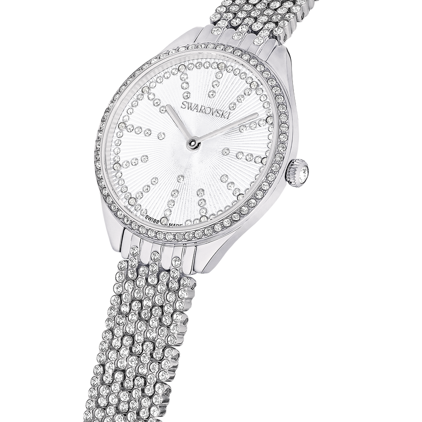 swarovski ساعة attract، صناعة سويسرية، سوار معدني، لون فضي، ستانلس ستيل