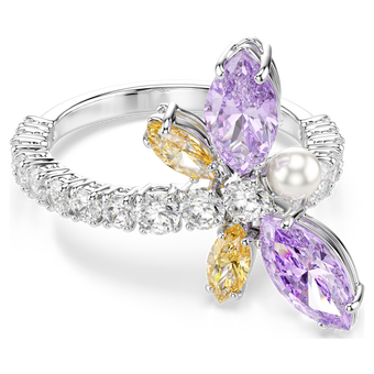 خاتم موتيف ariana grande x swarovski، قطع متنوع، شكل يعسوب، ألوان متعددة، طلاء روديوم