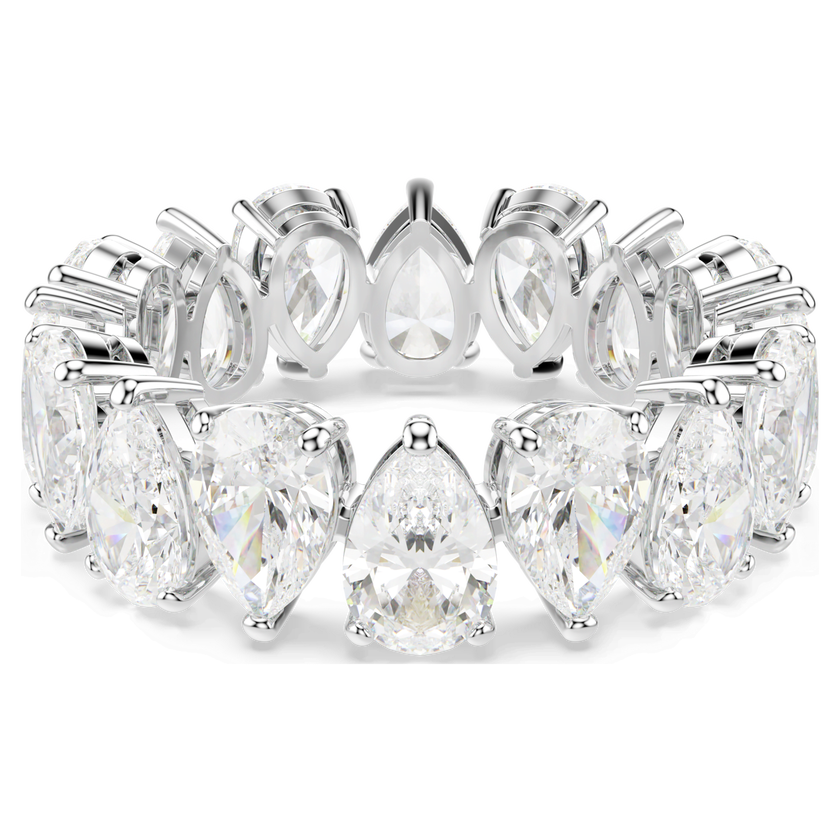 swarovski خاتم matrix vitorre، قطع على شكل كمثرى، لون أبيض، لمسة نهائية باللون الفضي