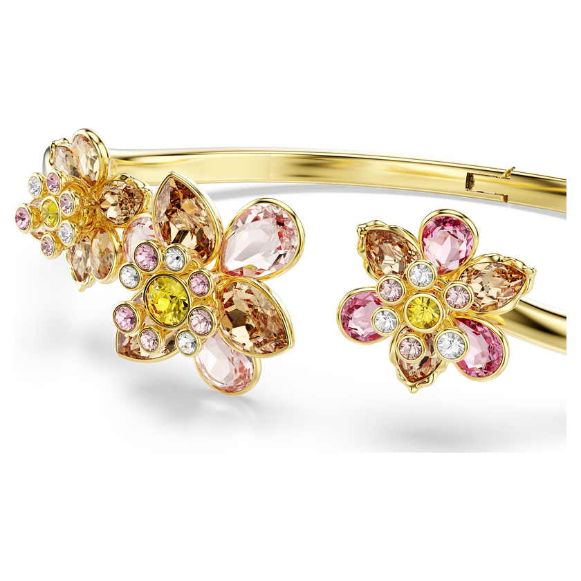 swarovski أسورة idyllia، قطع متنوع، شكل زهرة، ألوان متعددة، طلاء باللون الذهبي الوردي