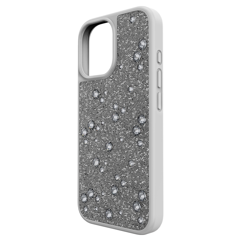 swarovski حافظة high للهاتف الذكي، كريستالات مسطحة من الخلف، iphone  17، لون فضي