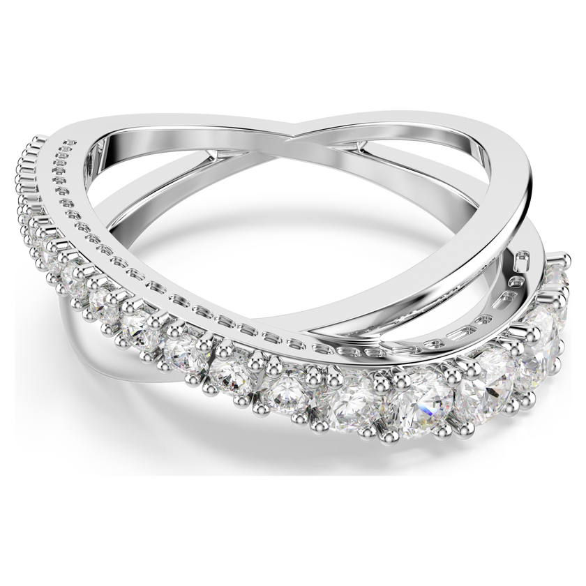 swarovski خاتم hyperbola، قطع متنوع، لون أبيض، لمسة نهائية باللون الفضي