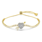 swarovski idyllia bracelet  mixed cuts  heart with arrow  white  gold tone plated