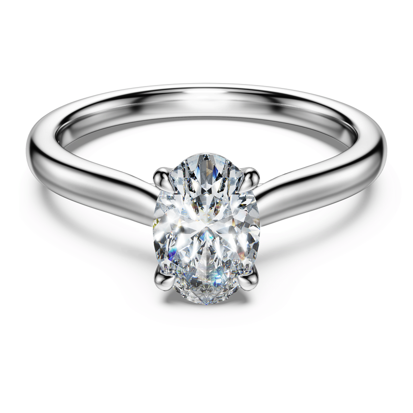 swarovski خاتم سوليتير eternity، أحجار ألماس مُصنعة في المختبر بإجمالي 1 قيراط، قطع بيضاوي، ذهب أبيض عيار 18