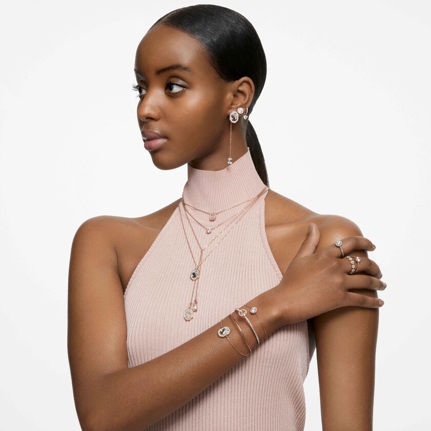 swarovski خاتم una angelic، قطع مُستدير، لون أبيض، لمسة نهائية من الذهب الوردي عيار 18 قيراط