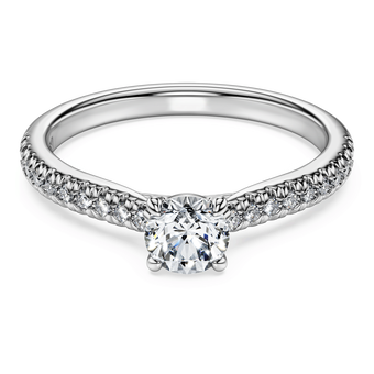 swarovski خاتم سوليتير eternity، أحجار ألماس مُصنعة في المختبر بإجمالي 0 7 قيراط، ذهب أبيض عيار 18