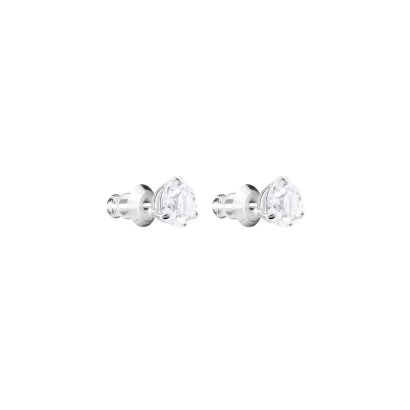 swarovski أقراط solitaire للأذن المثقوبة، لون أبيض، طلاء روديوم