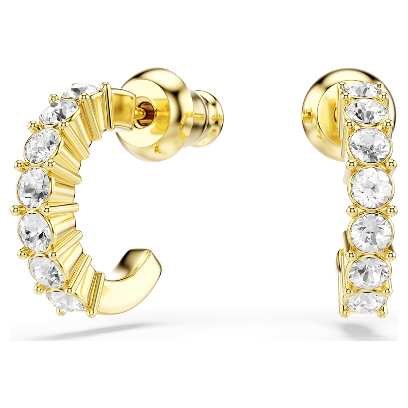 swarovski أقراط حلقية mini hoop، قطع مُستدير، لون أبيض، لمسة نهائية من الذهب عيار 18 قيراط