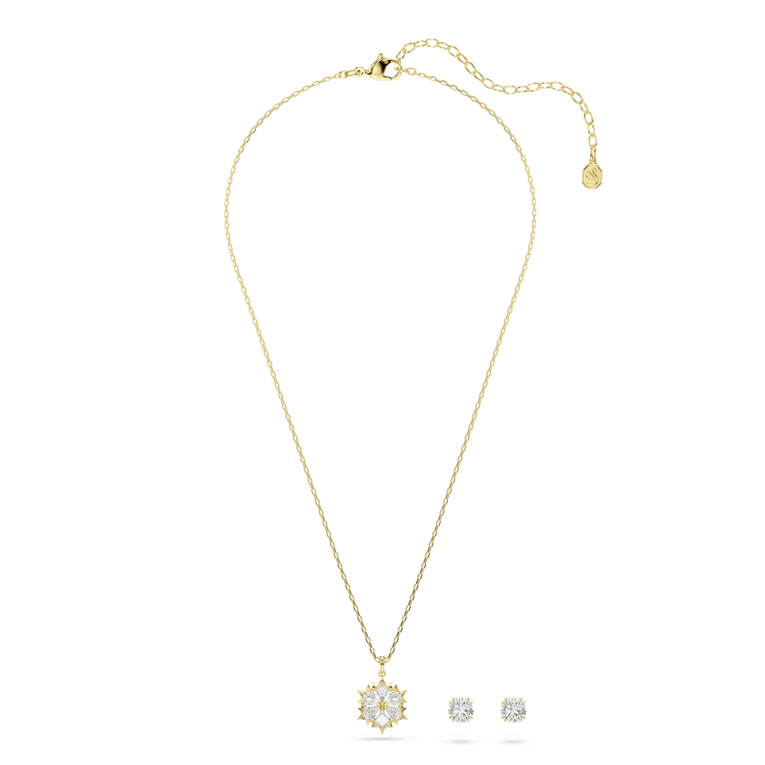 swarovski طقم magic، طقم  2 ، قطع متنوع، ندفة ثلج، لون أبيض، لمسة نهائية من الذهب عيار 18 قيراط