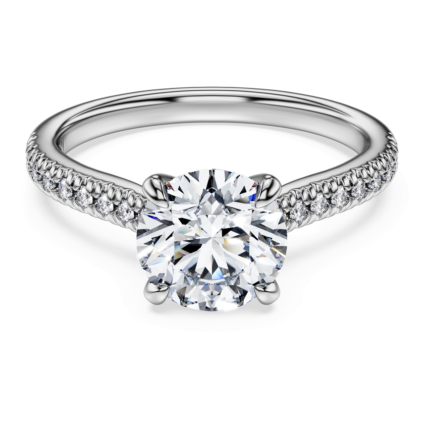 swarovski خاتم سوليتير eternity، ألماس مُصنع في المختبر بإجمالي 1 7 قيراط، شكل دائري، ذهب أبيض عيار 18