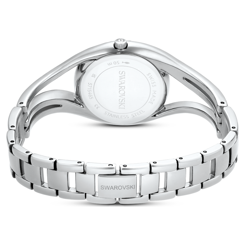 swarovski ساعة hyperbola bangle، سويسرية الصنع، سوار معدن، لون فضي، ستانلس ستيل