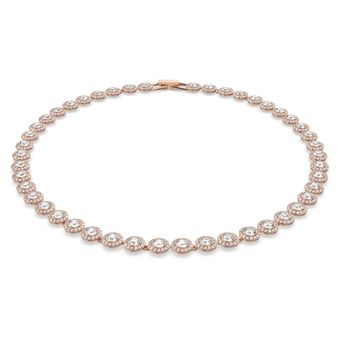 swarovski عقد تنس una angelic، قطع مستدير، لون أبيض، طلاء ذهبي وردي