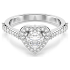 swarovski خاتم موتيف una angelic، قطع متنوع، شكل قلب، لون أبيض، طلاء روديوم