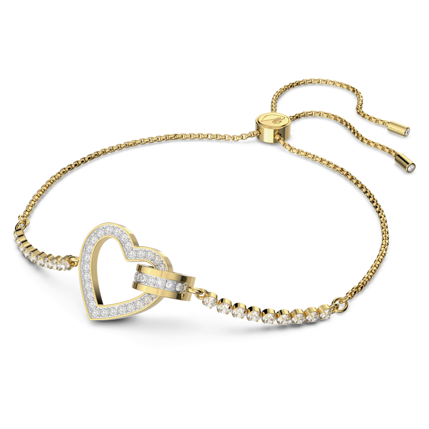 swarovski سوار lovely، على شكل قلب، لون أبيض، طلاء ذهبي