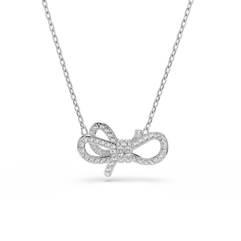 swarovski قلادة lifelong، أحجار كريستال صغيرة متراصة، شكل أنشوطة، لون أبيض، طلاء روديوم