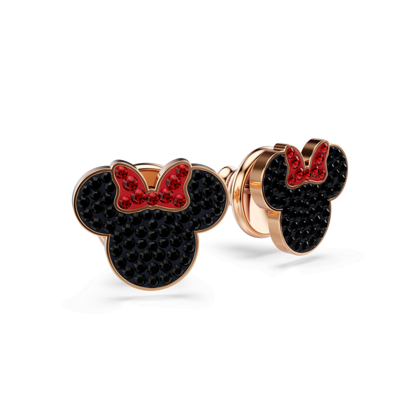 swarovski mickey   minnie stud earrings  multicolored  rose gold tone plated