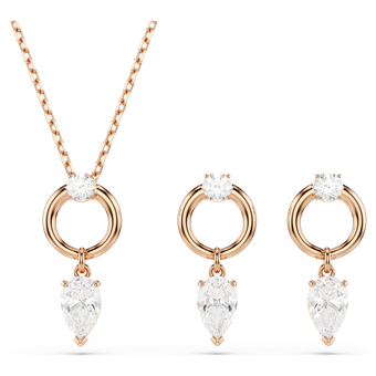 swarovski mesmera set pear cut round cut white rose gold tone plated