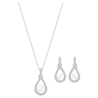 swarovski طقم enlace، لون أبيض، طلاء روديوم