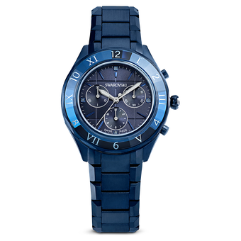 swarovski dextera chrono watch 39mm swiss made metal bracelet blue blue finish