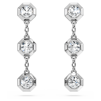 swarovski أقراط متدلية octagon، ألماس مُصنع في المختبر إجمالي 0 6 قيراط، شكل دائري، فضة استرليني