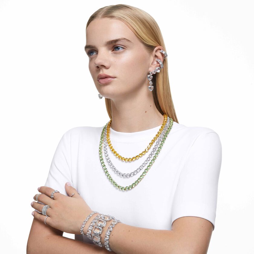 swarovski خاتم constella، طقم من قطعتين، قطع مُستدير، لون أبيض، طلاء روديوم