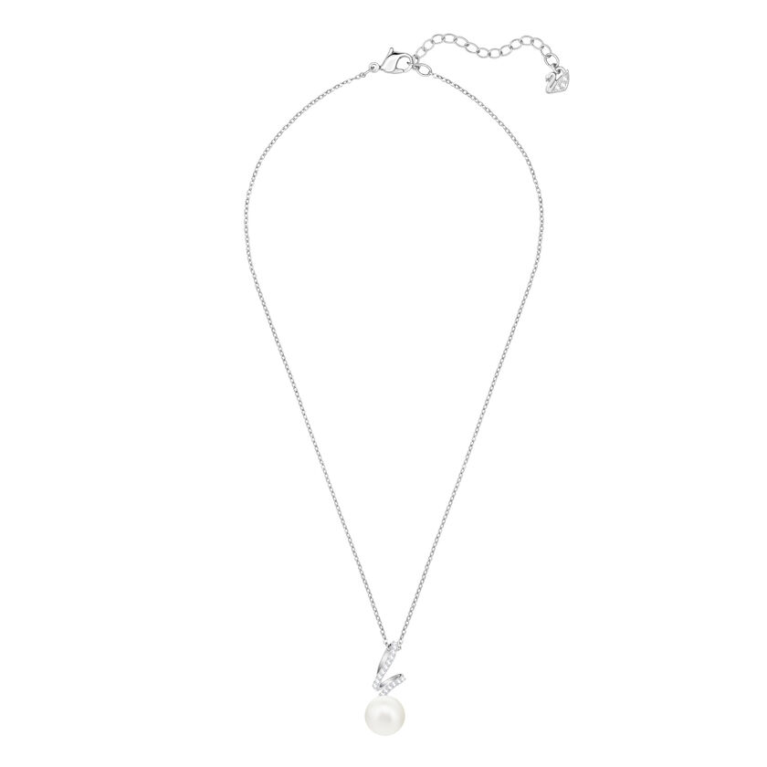 swarovski قلادة gabriella، لون أبيض، طلاء روديوم